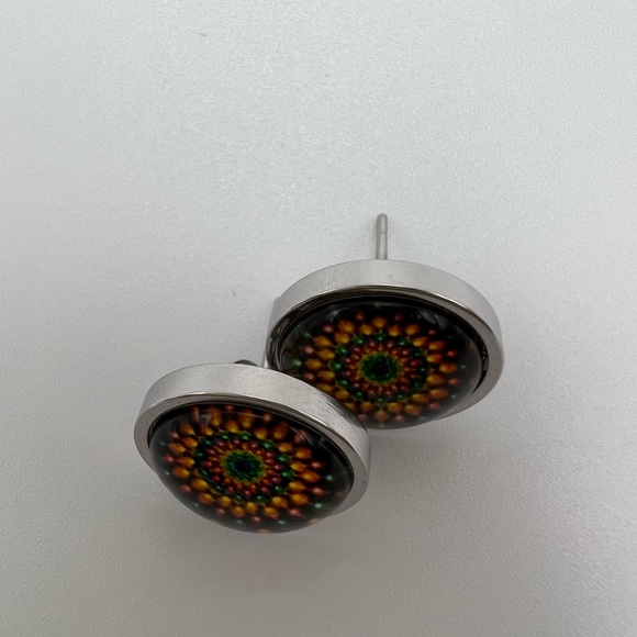 Classic Silver Round Stud Earrings - Trendy Stylish Stud Earrings Set of Two - Picture 5 of 15